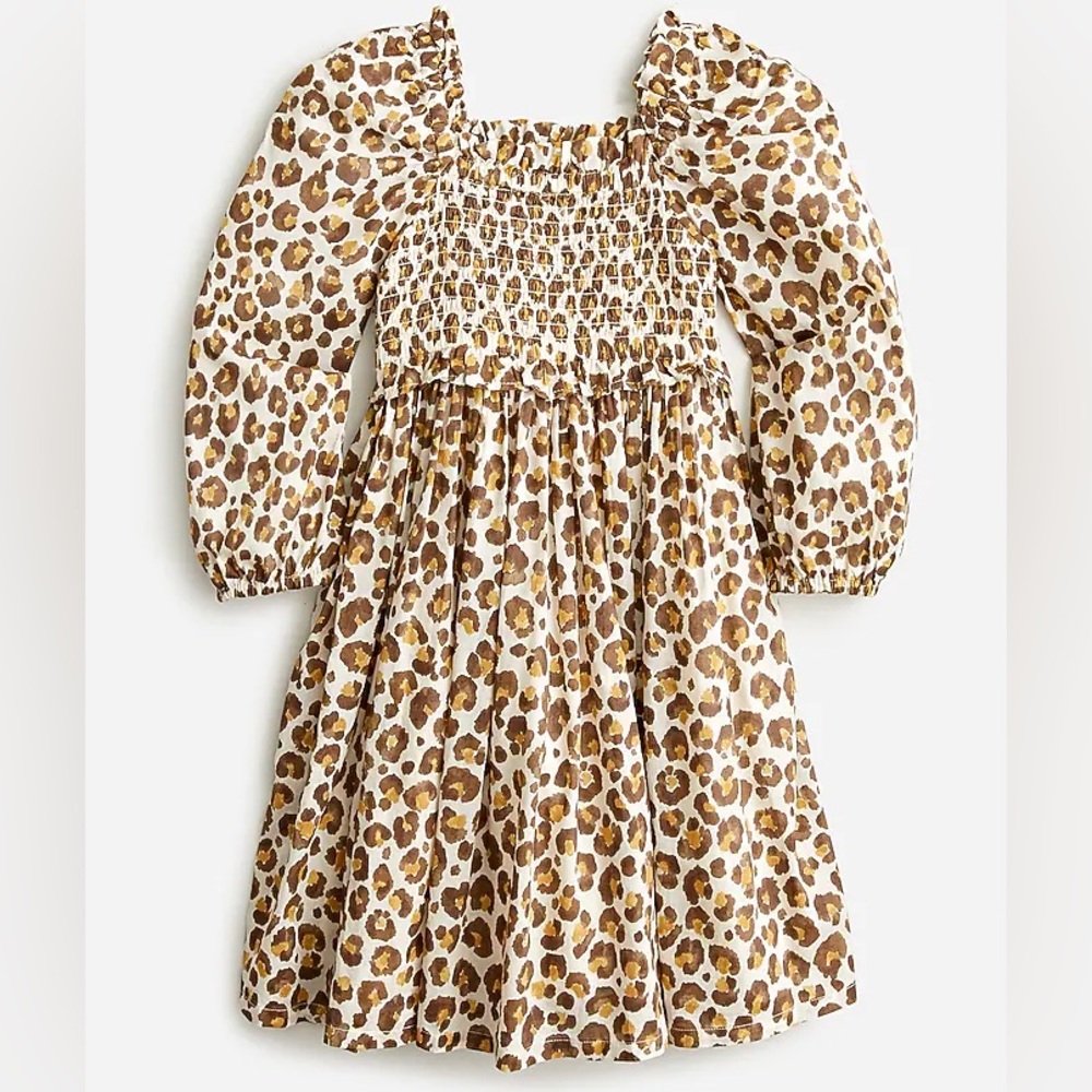 Crewcuts Smocked Leopard Print Girls Dress